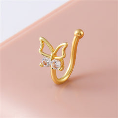 Vintage Zircon Butterfly U-Shape Nose Studs