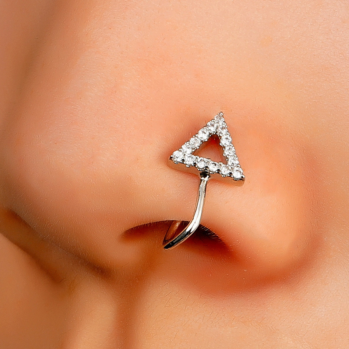 Geometric Zircon Open-Loop Nose Studs Main image