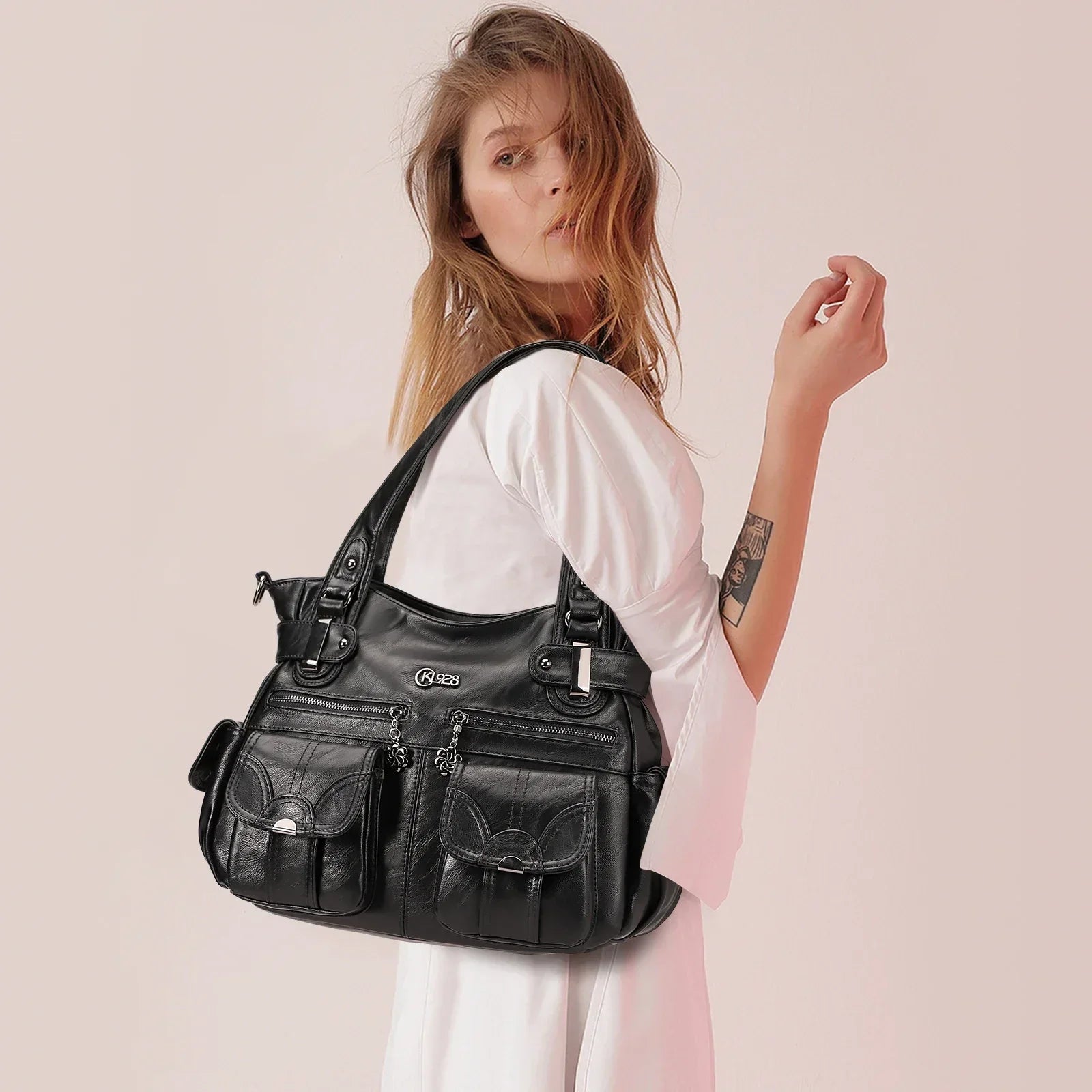 Pu Leather Large Designer Women Tote Messenger Crossbody Shoulder Bag Halloween Main image