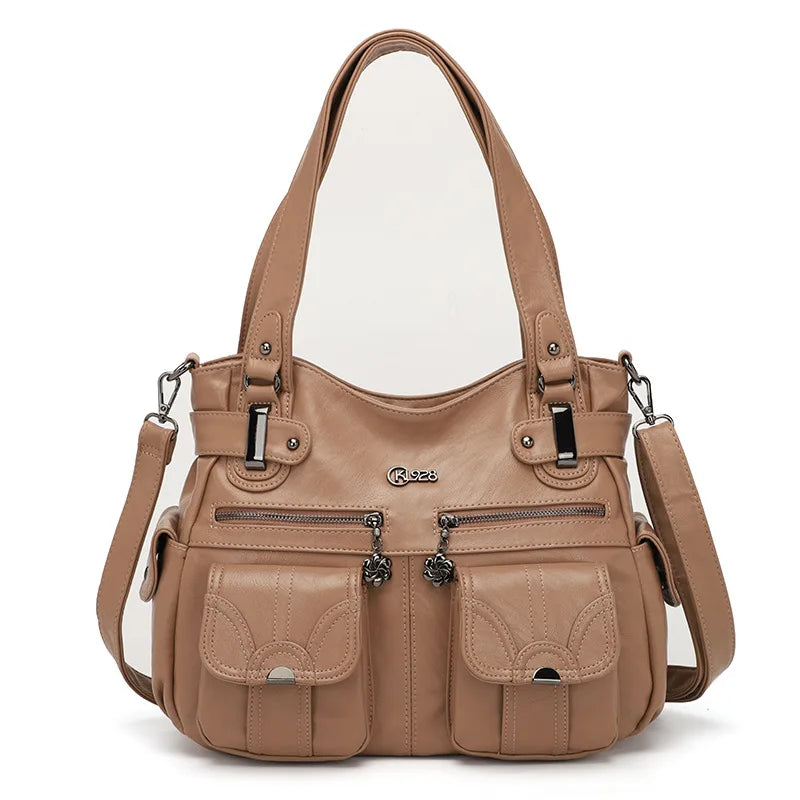 Pu Leather Large Designer Women Tote Messenger Crossbody Shoulder Bag Pink Halloween