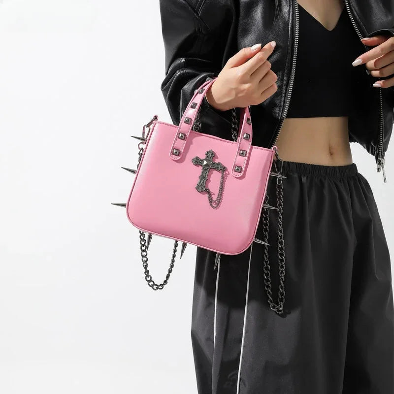 Punk Rivets Y2K Aesthetic Korean Gothic Casual Vintage Crossbody Shoulder Bag Halloween Main image