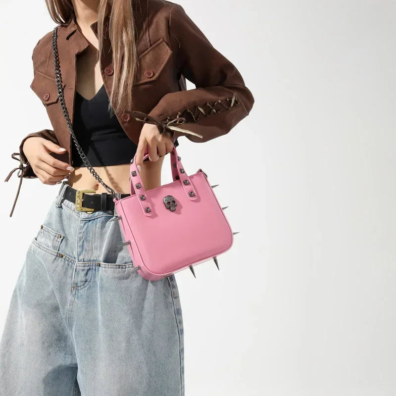 Punk Rivets Y2K Aesthetic Korean Gothic Casual Vintage Crossbody Shoulder Bag Secondary image