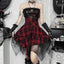 Red Pleated Lace-up Mini Dress