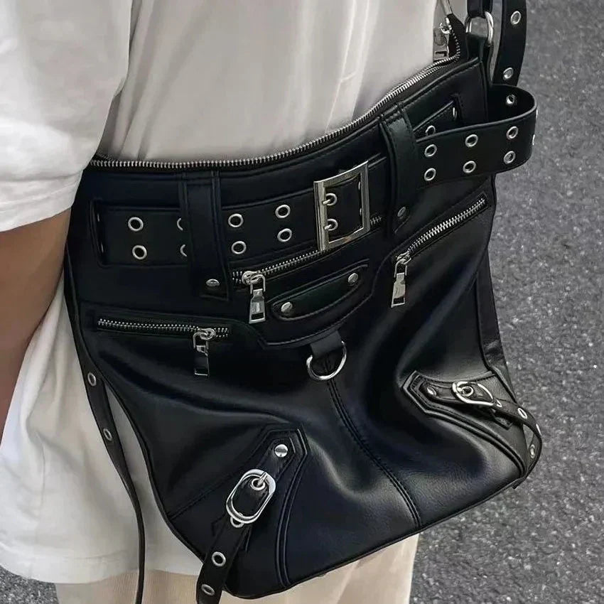 Gothic Rivets Big Volume Dark Metal Cool Motobiker Harajuku Chic Messenger Bag Halloween