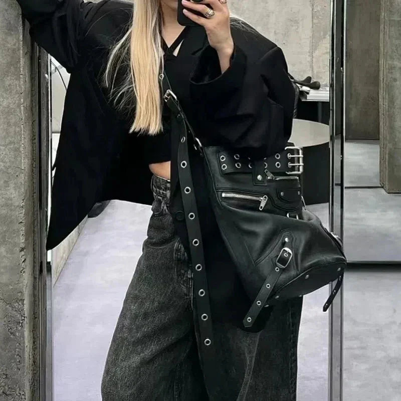 Gothic Rivets Big Volume Dark Metal Cool Motobiker Harajuku Chic Messenger Bag Halloween