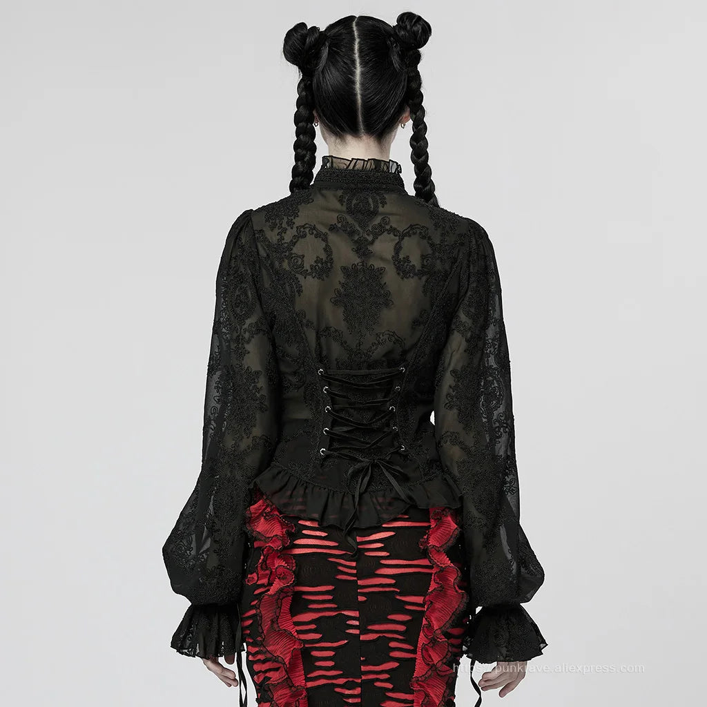 Gothic Flare Sleeve Chiffon Blouse