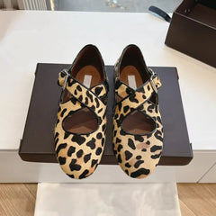 Small Niche Round Toe Cross Silver Mary Jane Flat