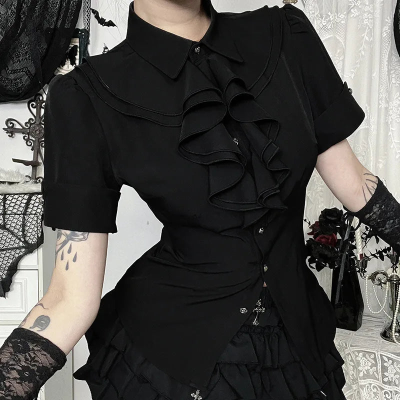 Gothic Ruffle Short Sleeve Blouse Secondary image