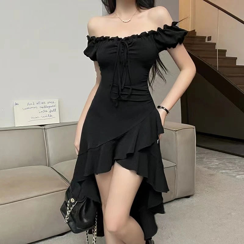 Off-Shoulder Ruffle Midi Dress