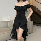 Off-Shoulder Ruffle Midi Dress