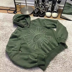 Gothic Eye Print Pullover Hoodie