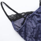 Velvet Patchwork Strappy Corset
