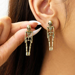 Vintage Skeleton Antique Gold Drop Earring