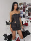 Zip Y2K Metal Cirque Decoration Strapless Crop Top