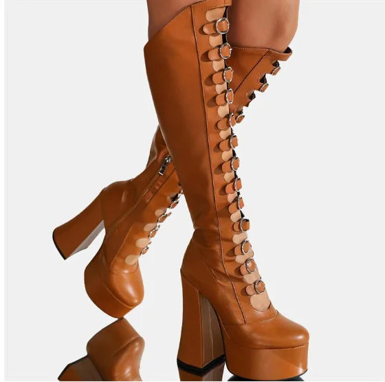 Gullick Black Platform Knee High Gothic Boot