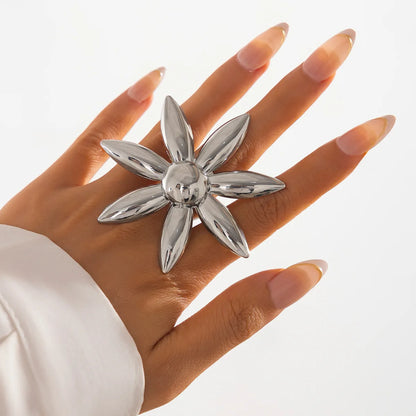 SHIXIN Vintage Silver Large Flower Gothic Ring