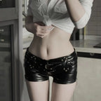 Y2K Vintage Low-Waist PU Shorts