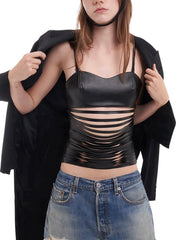 Patchwork Plush See Through Full Sleeve Crop Top