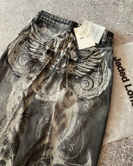 Washed Distressed Wide Leg Pants