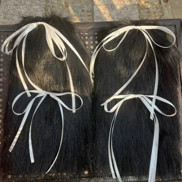 Gothic Black Fur Rabbit Sock