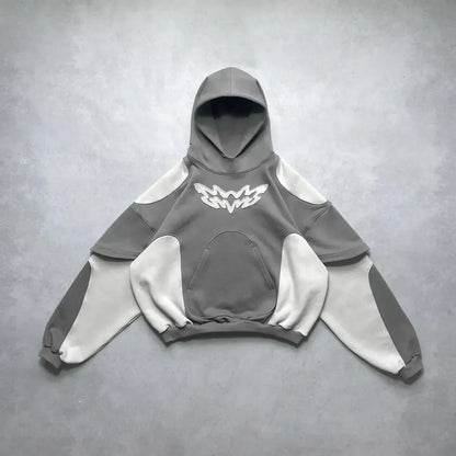 Gothic Zipper Spliced Retro Hoodie