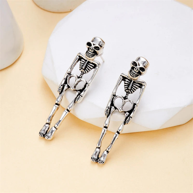 Vintage Skeleton Antique Gold Drop Earring