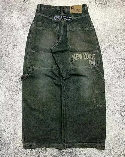 Retro Gothic Cross Wings Embroidered Pant