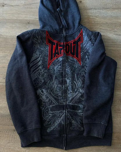 Retro Y2K Graphic Gothic Zipper Hoodie