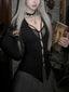 Grunge Gothic Black V-neck Lace Blouse