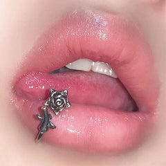 Vintage Rose C-Shaped Lip Stud