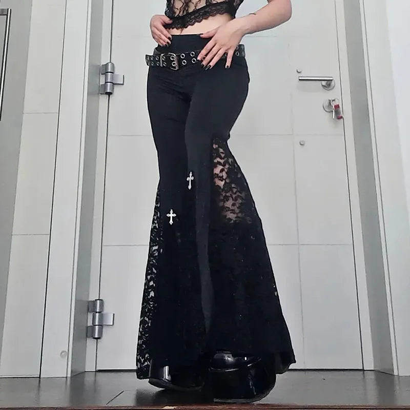 Lace Patchwork Flare Pants
