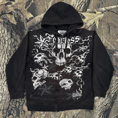 Gothic Dark Skull Print Pullover Hoodie
