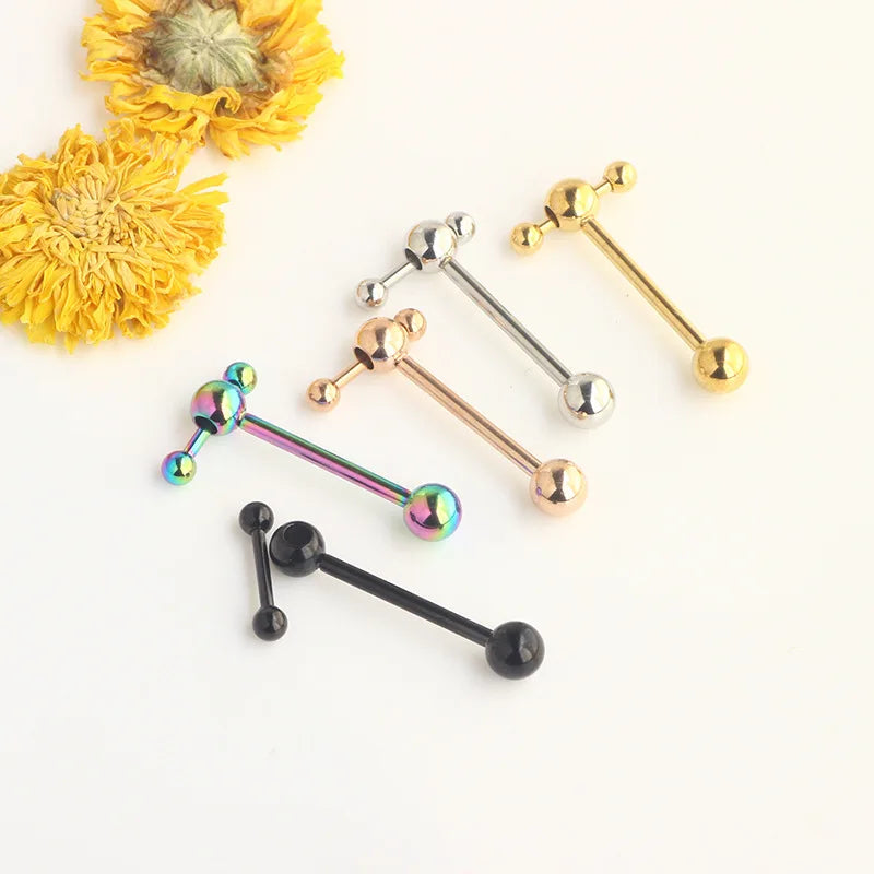 Hollow Ball Hammer Gold Color Tongue Ring Main image