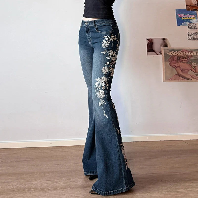 Rose Embroidered Gothic Flare Pant Main image