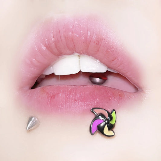 CZ Love Hollow Titanium Steel Piercing Lip Stud