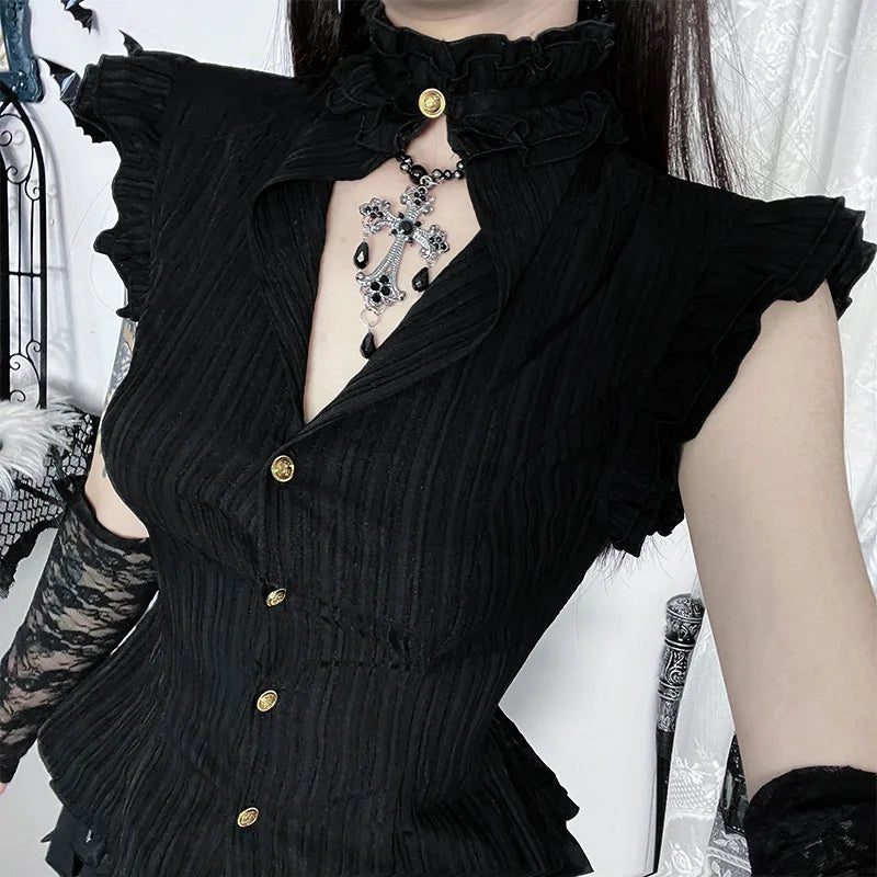 Single Breasted Sleeveless Blouse