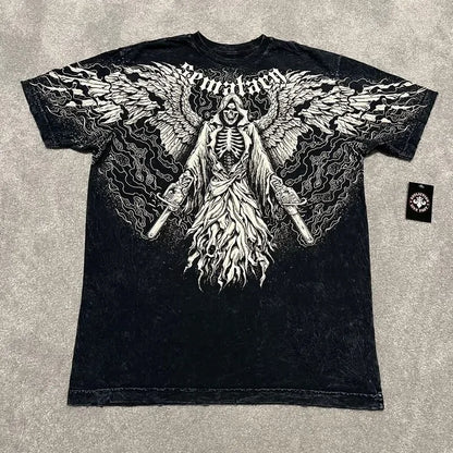 Colorful Wings Print Cotton T-shirt