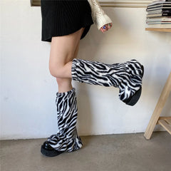 Gothic Fur Zebra Pattern Harajuku Sock