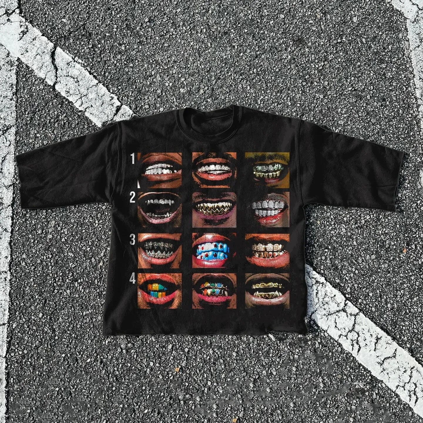 Y2K Lips Teeth Graphic Printed Cotton T-shirt Main image
