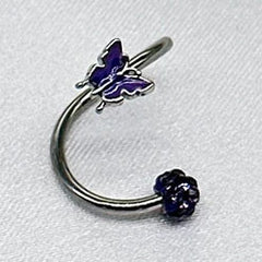 S-Shaped Rhinestone Butterfly Lip Stud