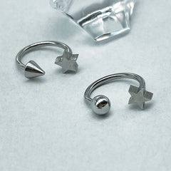Punk Pentagram Cone Steel Lip Stud