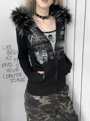 Gothic Fur Patchwork Hoodie