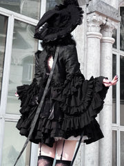 Gothic Horn Sleeve Ruffled Blouse