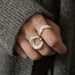Matte Gothic Moon Ring