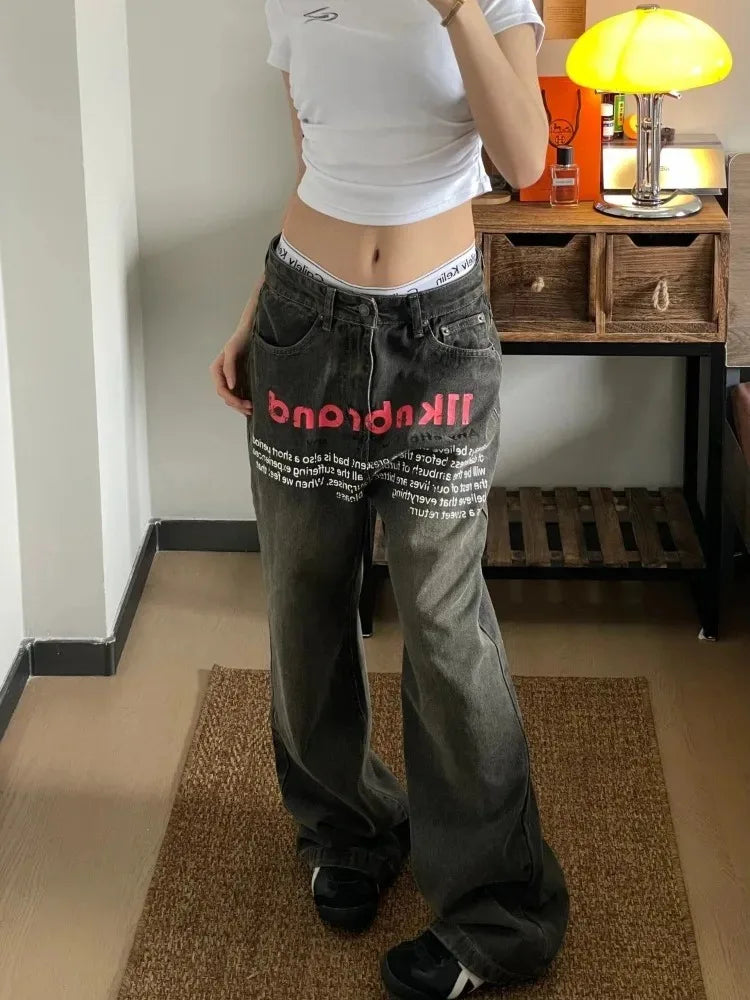 Vintage Gothic Baggy Letter Pant