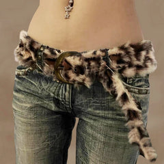 Leopard Print Gothic Fur Adjustable Belt