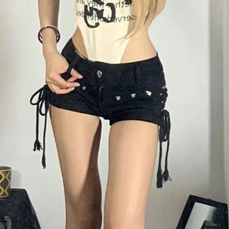 Black High Waist Denim Short Main image