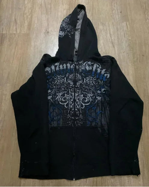 Gothic Print Pullover Sweater