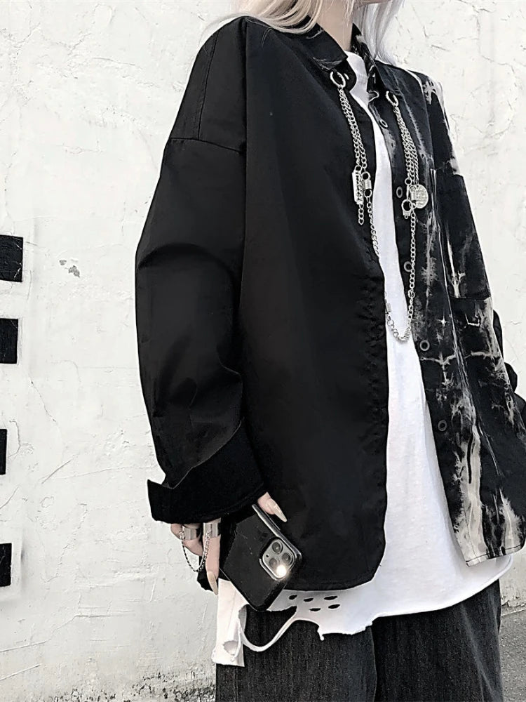 Gothic Tie-dye Loose Fit Blouse