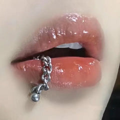 Chain Dual Ball Titanium Lip Stud